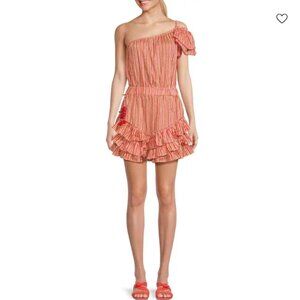 Poupette St Barth Kaia One Shoulder Mini Dress in Red Stripe NWT